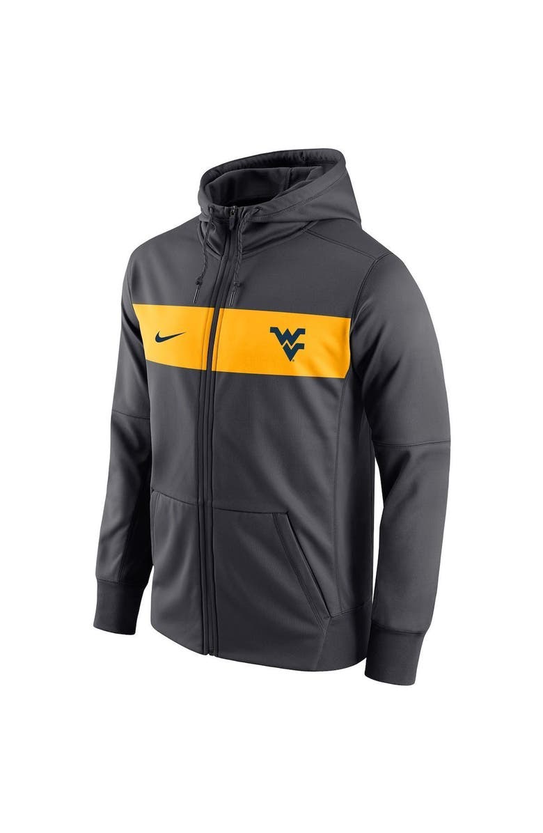 Nike Men's Nike Anthracite West Virginia Mountaineers Logo Performance Full-Zip Hoodie, Alternate, color, 