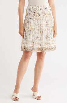 MAX STUDIO Floral Pleated Pull-On Skirt