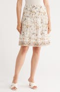 MAX STUDIO Floral Pleated Pull-On Skirt