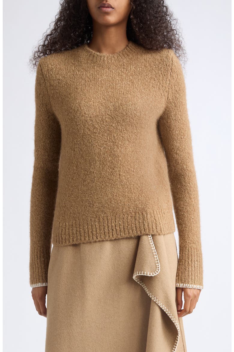 Brushed Boucle Crewneck Sweater, Main, color, CAMELETTO/ CLASSIC CR