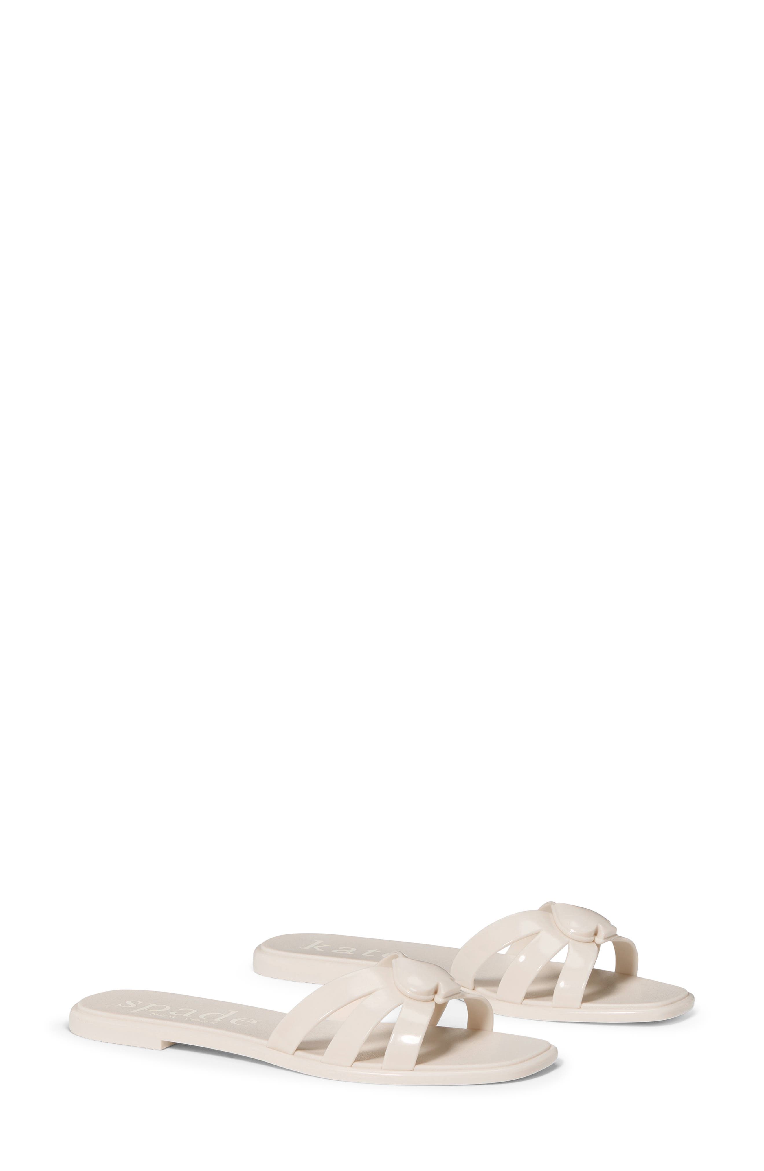 sculpted spade jelly slide sandal, Alternate, color, CREAM.
