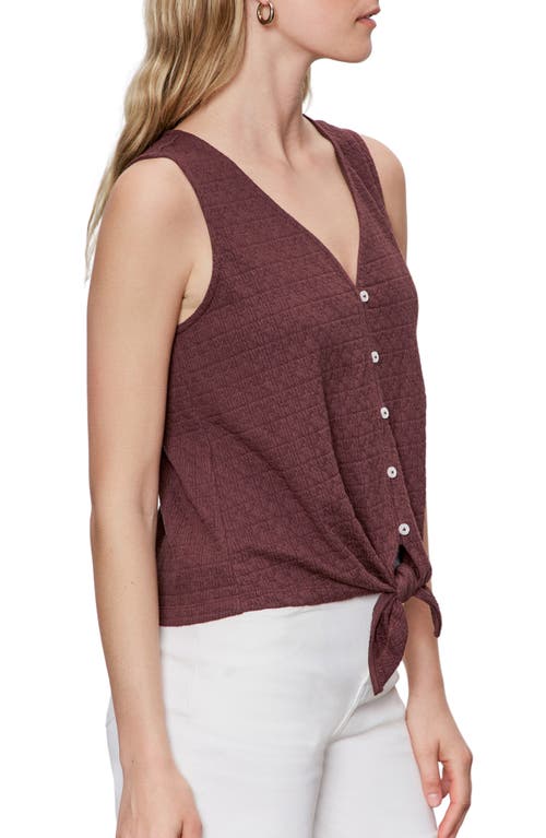 Sanctuary Vacation Textured Tie Front Button-up Tank In Brown