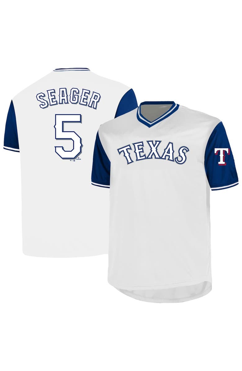 PROFILE Men's Profile Corey Seager White Texas Rangers Big & Tall Name & Number Birdeye V-Neck T-Shirt, Alternate, color, White