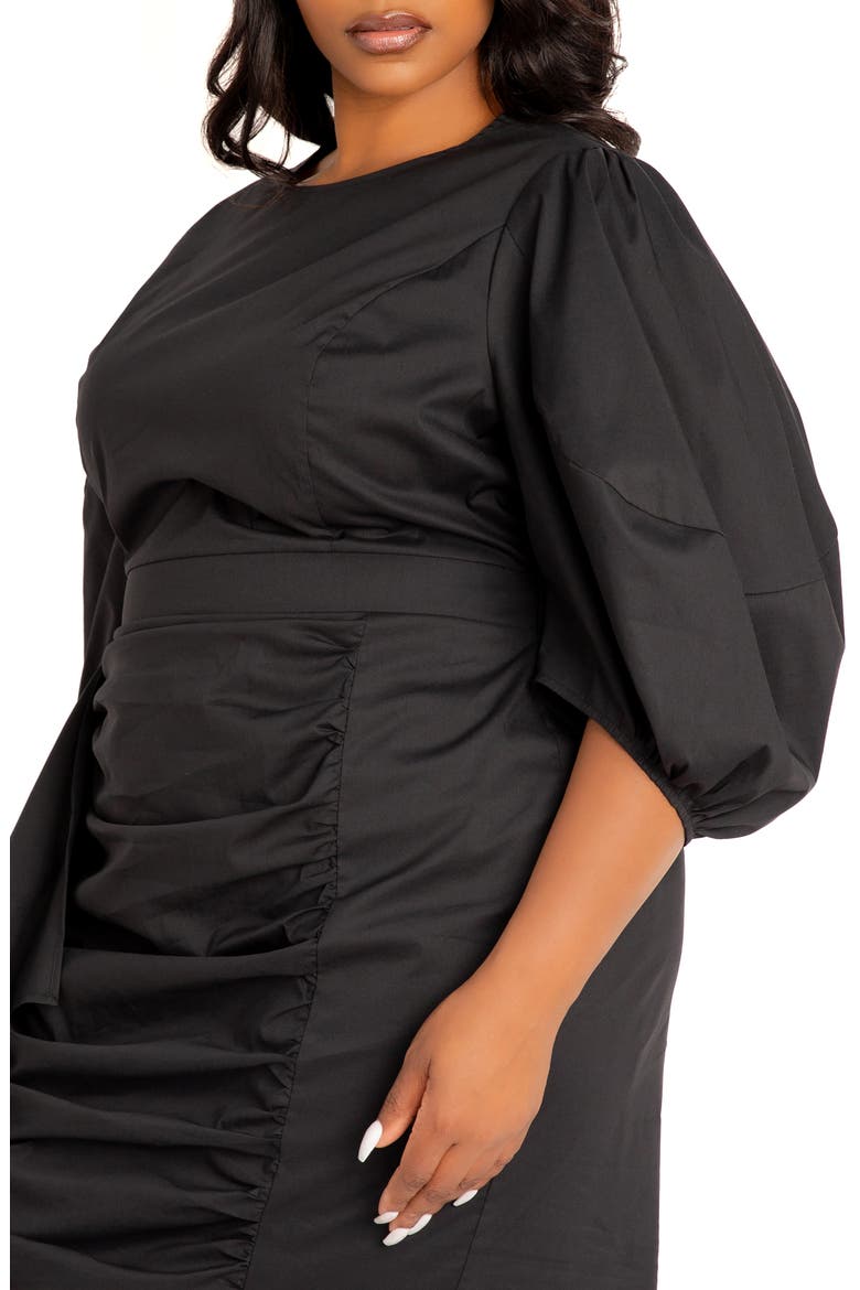Puff Sleeve Ruffle Dress, Alternate, color, BLACK