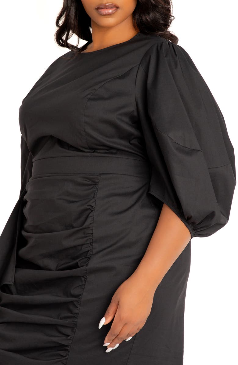 BUXOM COUTURE Puff Sleeve Ruffle Dress, Alternate, color, Black