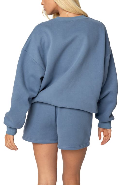 Edikted Beyond Cotton Graphic Sweatshirt In Blue