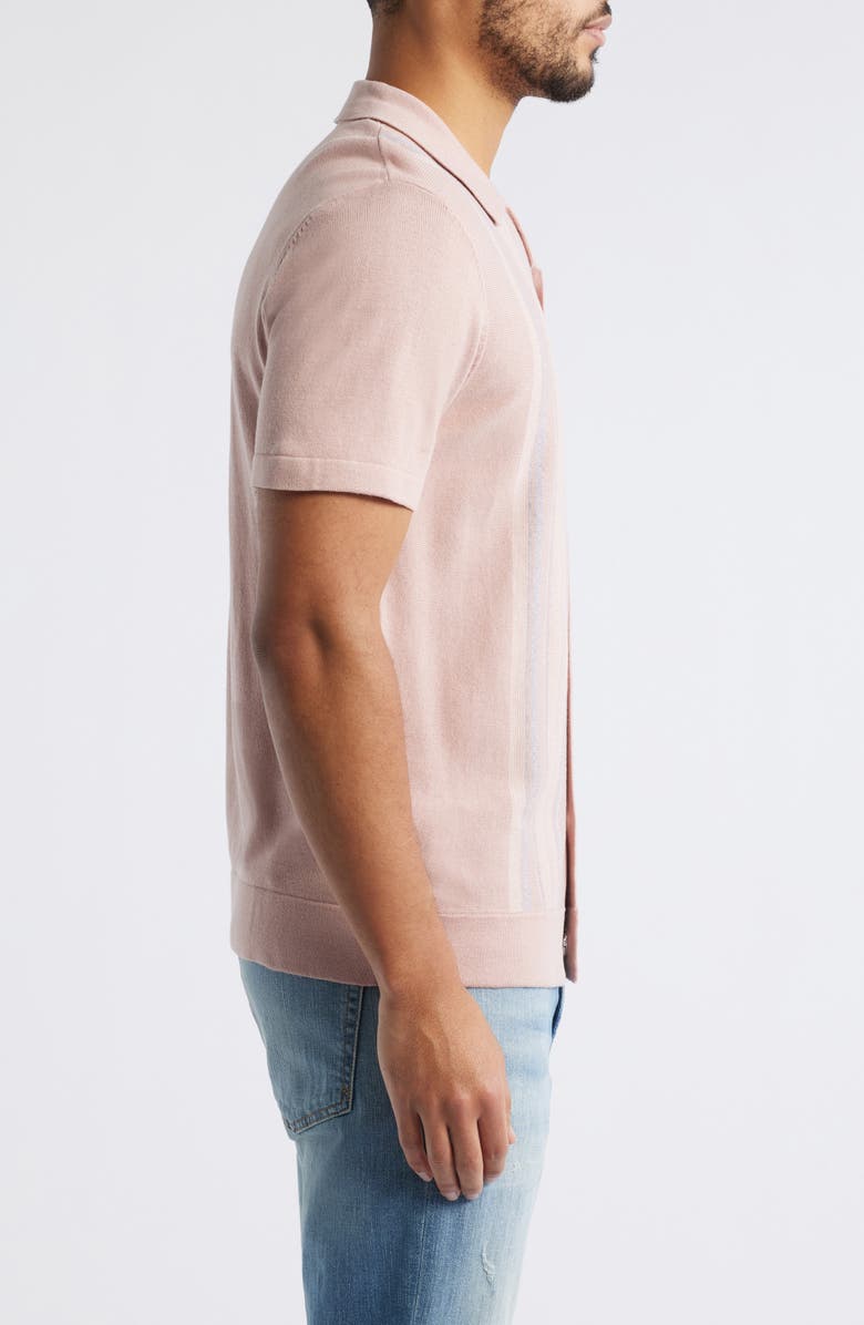 Rails Silas Stripe Knit Cotton Blend Camp Shirt, Alternate, color, Rose Multi