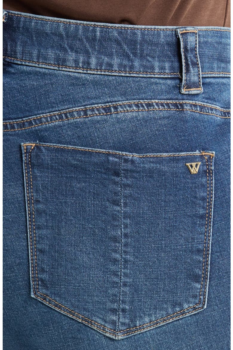 High Waist Frayed Cuff Hem Straight Leg Jeans, Alternate, color, BLUE