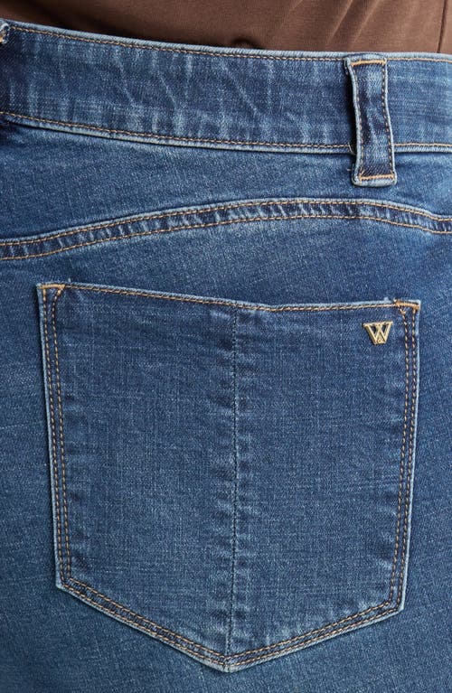 Wit & Wisdom High Waist Frayed Cuff Hem Straight Leg Jeans In Blue
