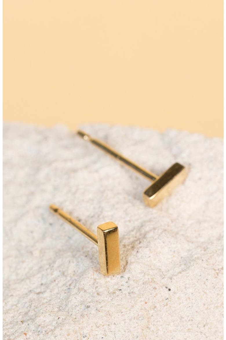 Mini Gold Bar Earring, Alternate, color, Yellow Gold Vermeil