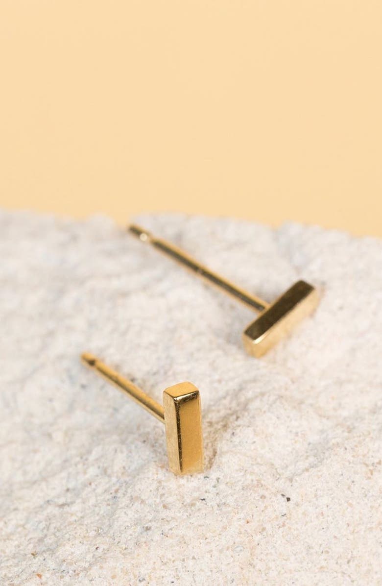 Aurate New York Mini Gold Bar Earring, Alternate, color, Yellow