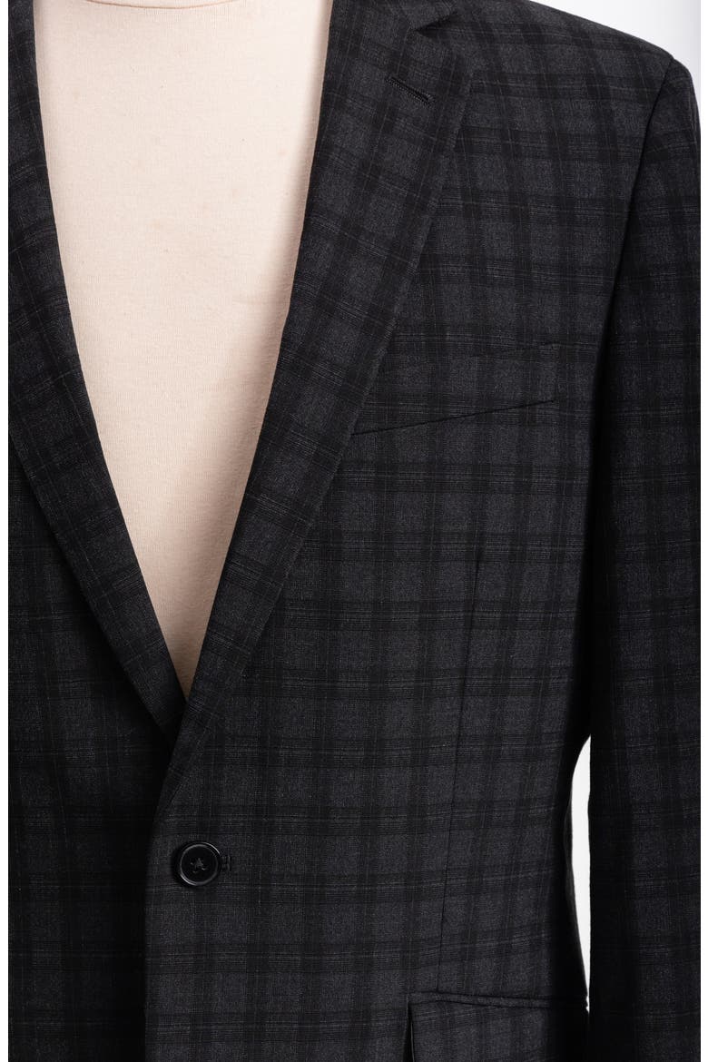 Charcoal Plaid Trim Fit Suit, Alternate, color, GREY