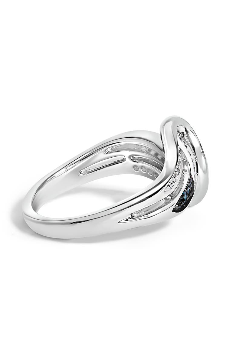 Sterling Silver 1/10 Cttw Blue and White Diamond Crossover Ring, Alternate, color, Silver