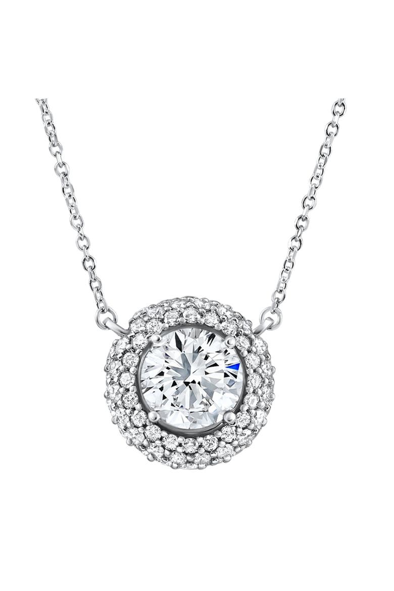 Certified 3 1/2Ct Euro Diamond Pendant 14k Gold 18" Women's Necklace Lab Grown, Main, color, White Gold