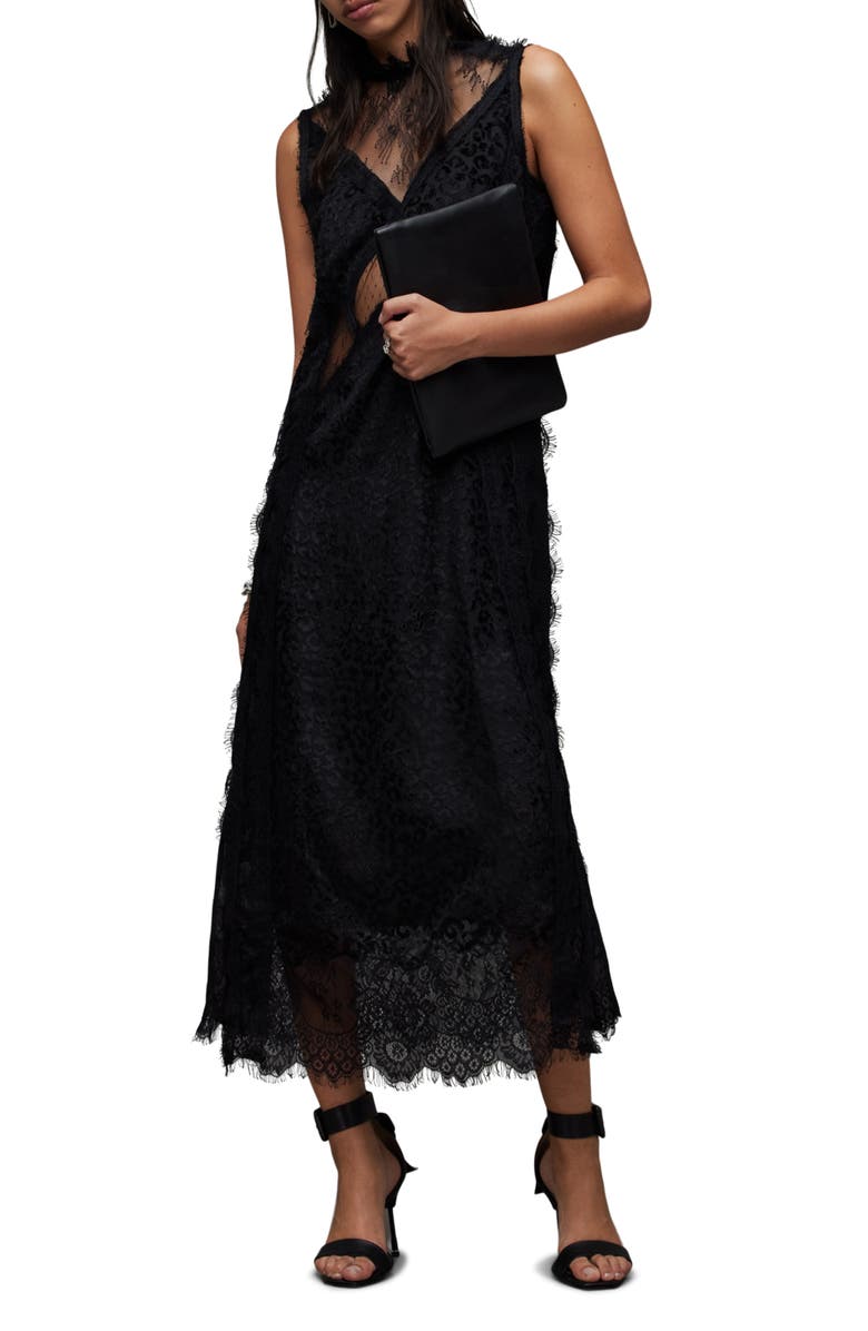 AllSaints Mila Leppo Sleeveless Lace Maxi Dress, Alternate, color, 