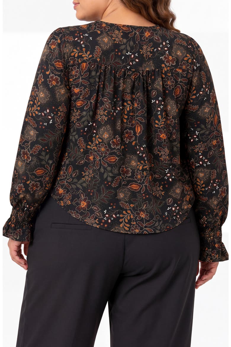 Pintuck Sateen Top, Alternate, color, BLK/ RUST MULTI