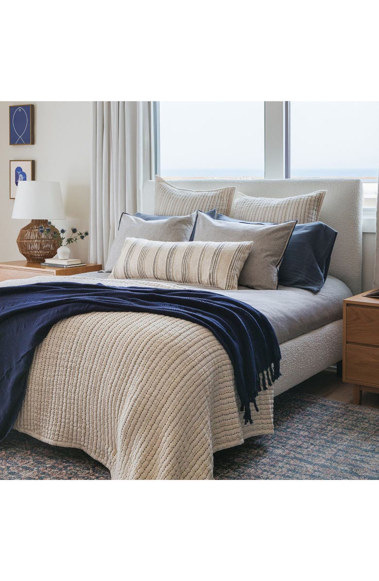 Crane Air Coastal Stitch Set of 2 Euro Pillow Shams, Alternate, color, Beige