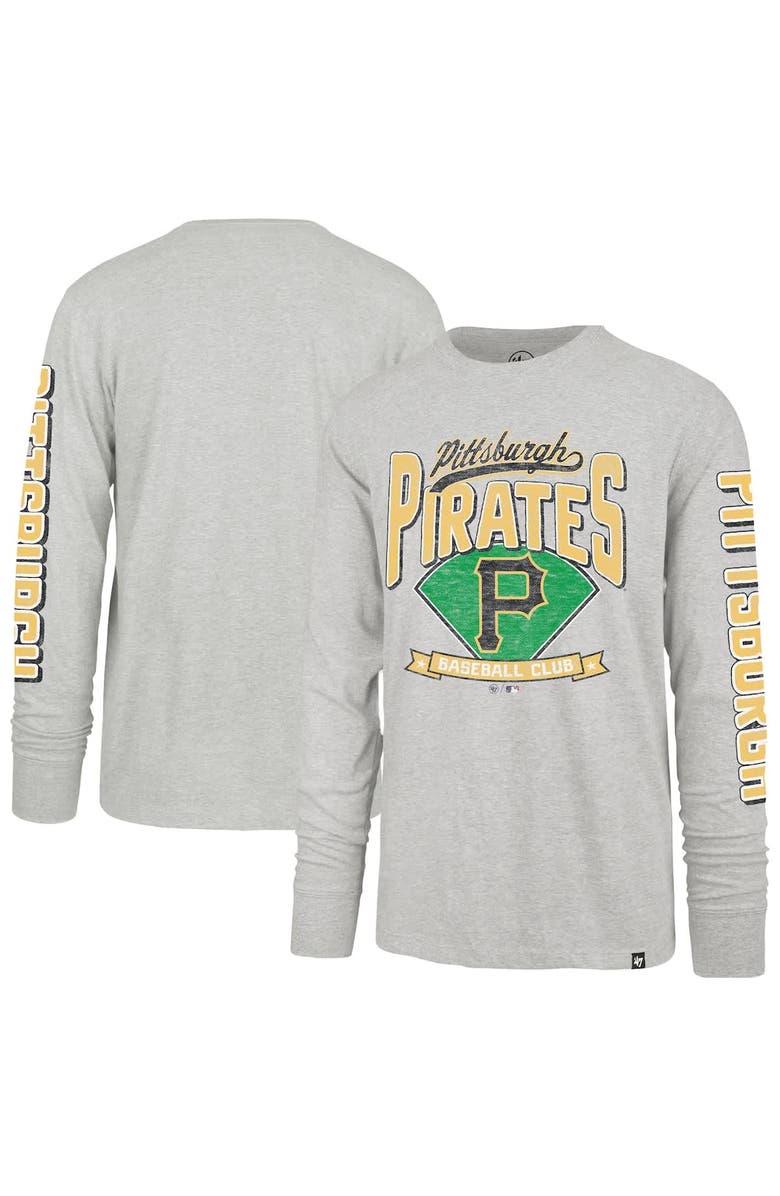 '47 Men's '47 Gray Pittsburgh Pirates Fair Ball Franklin Long Sleeve T-Shirt, Main, color, Gray