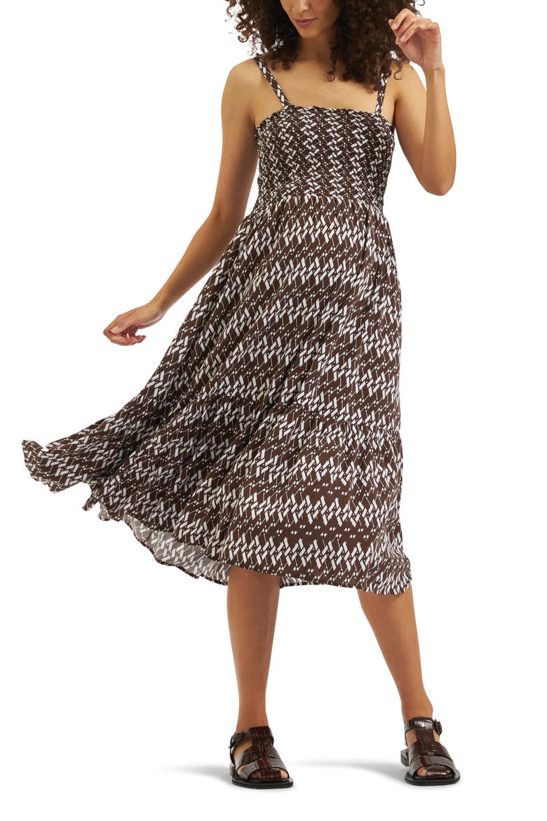 Grace Shirred Dress, Alternate, color, CHOCOLATE WHITE