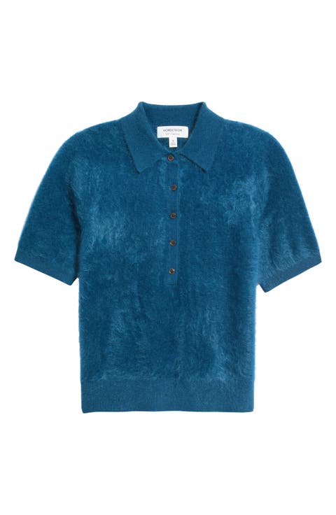 Brushed Cashmere Polo Sweater