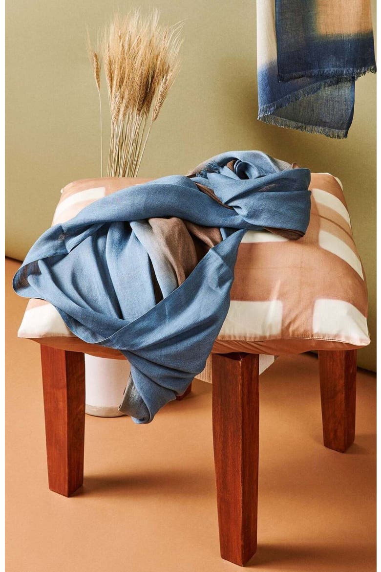 Mahogany Sky Soft Linen Silk Handloom Scarf, Alternate, color, Brown