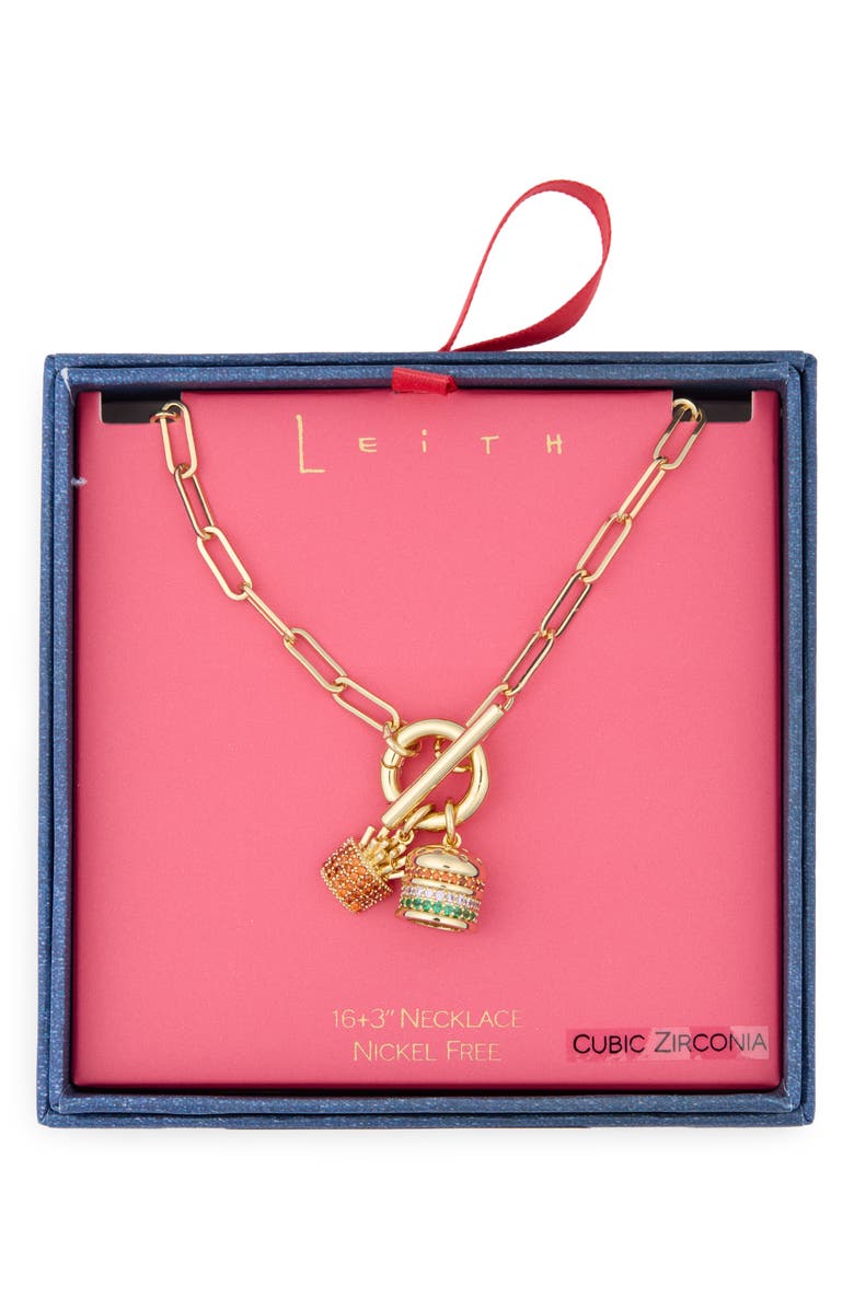 Leith Fast Food Pendant Necklace, Main, color, Red Multi- Gold