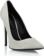 PHILIPP PLEIN Satin Decollete Hi-Heels Monogram Strass Women