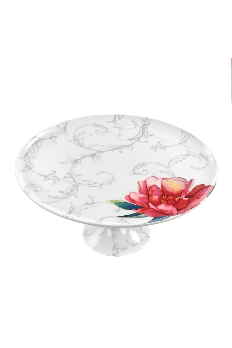 Fine Ceramic Cake Plate, Main, color, White