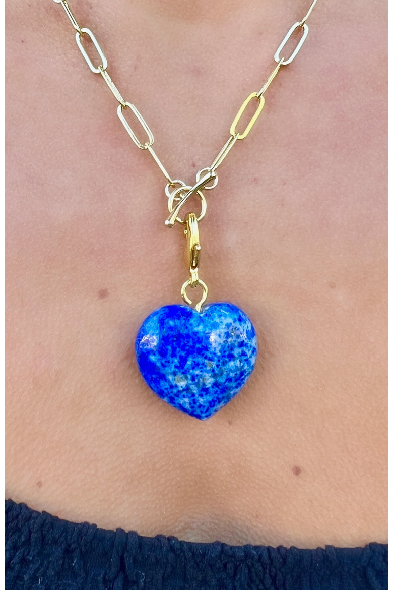Semi Precious Stone Heart Pendant, Alternate, color, Lapis
