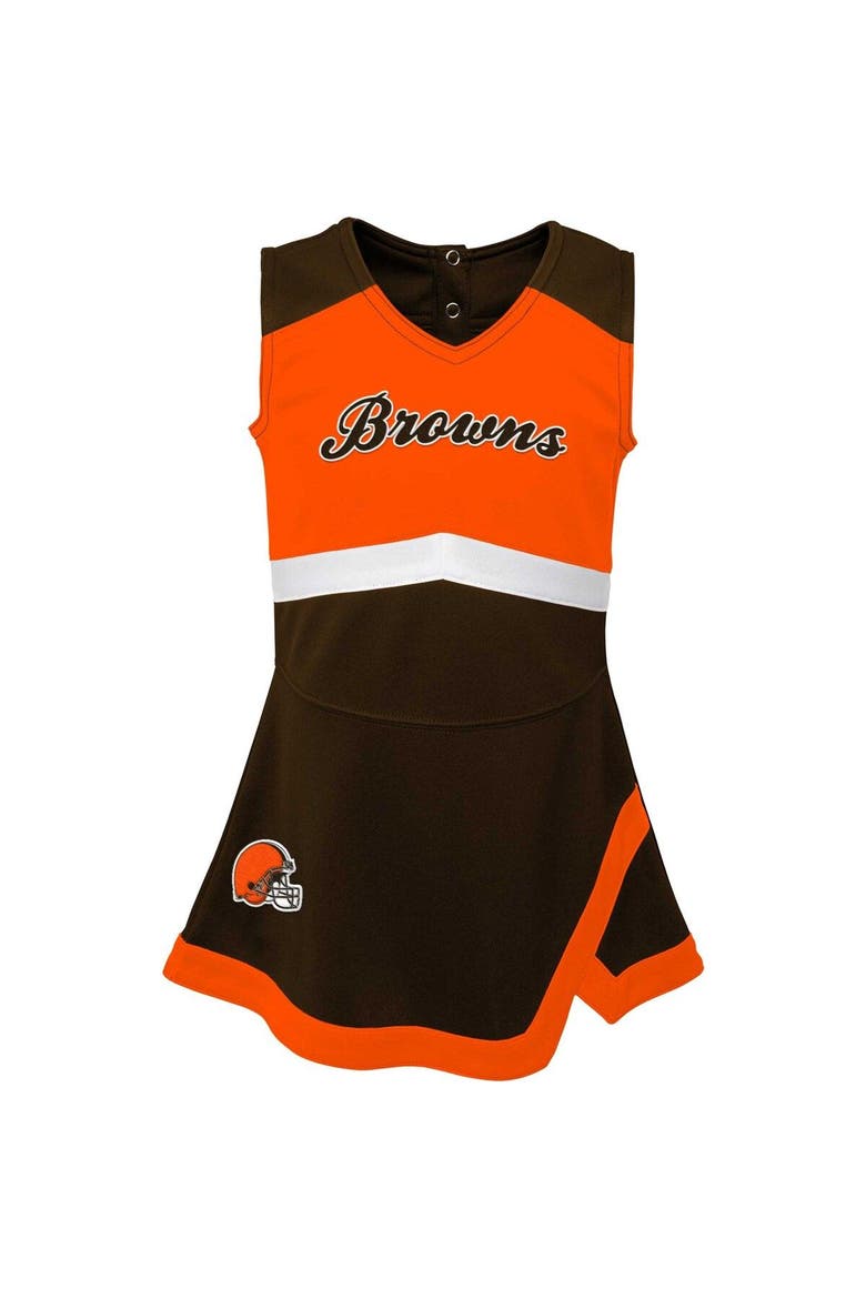 Girls Infant Brown Cleveland Browns Cheer Captain Jumper Dress, Alternate, color, Brown