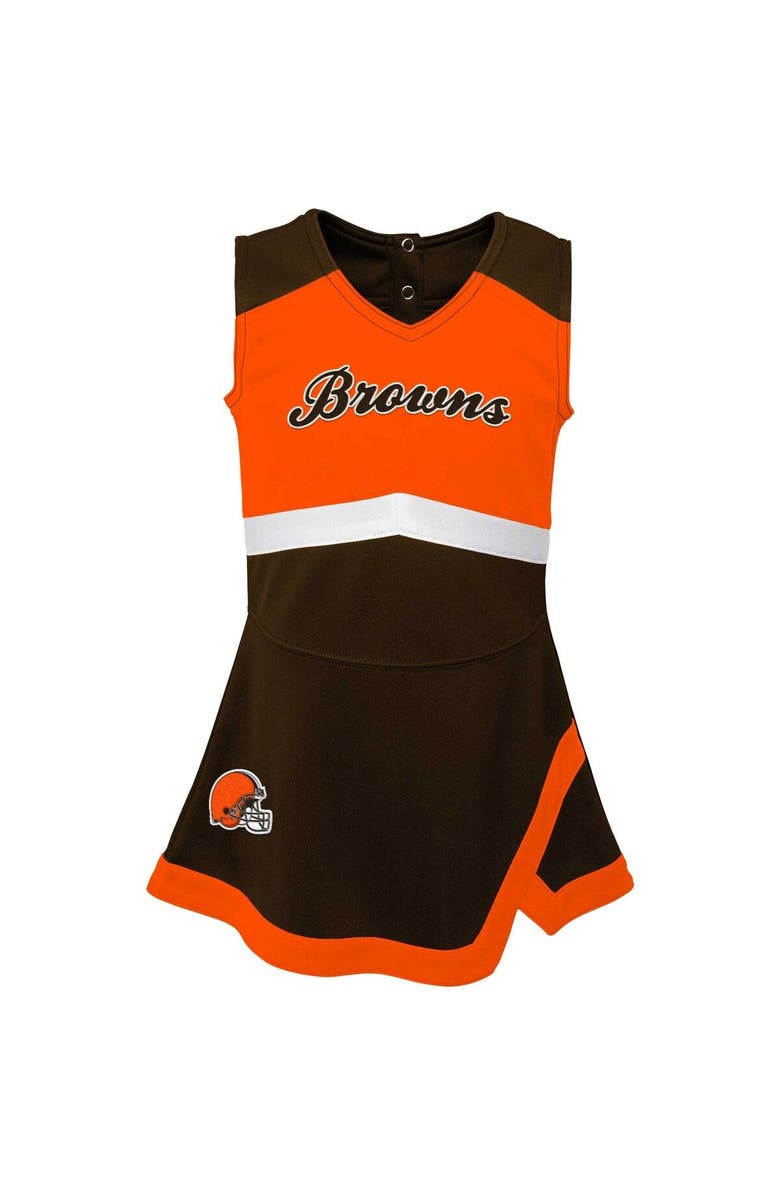 Outerstuff Girls Infant Brown Cleveland Browns Cheer Captain Jumper Dress, Alternate, color, Brown