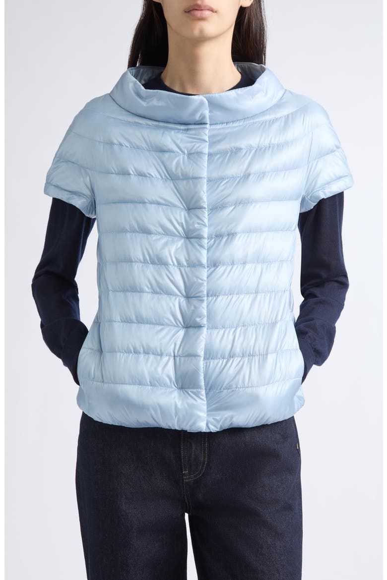 Emilia Cap Sleeve Quilted Down Jacket, Main, color, 9004 CELESTE
