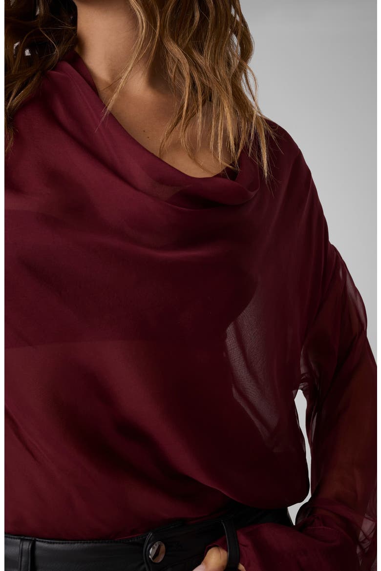 Silk Chiffon Shawl Neck Bodysuit, Alternate, color, F5ZB-DARK
