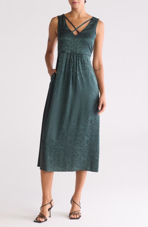 Sleeveless Jacquard Satin Dress