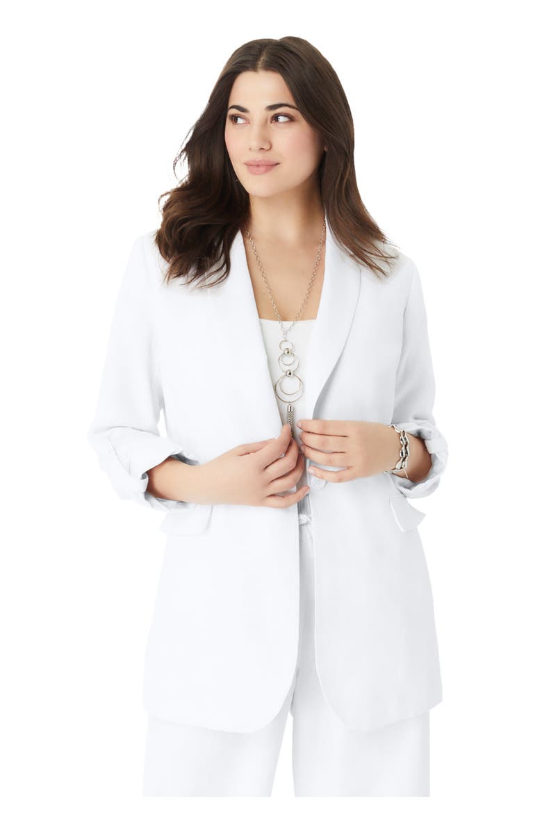 Linen Blazer (plus), Main, color, WHITE