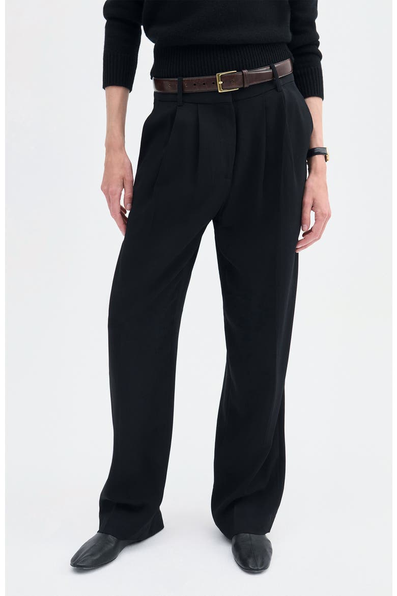 Pleat Front Trouser in Crepe, Main, color, Black