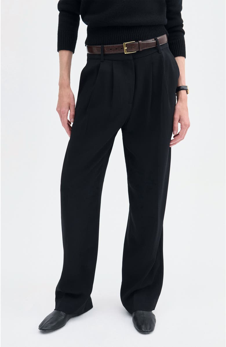 CO Pleat Front Trouser in Crepe, Main, color, Black