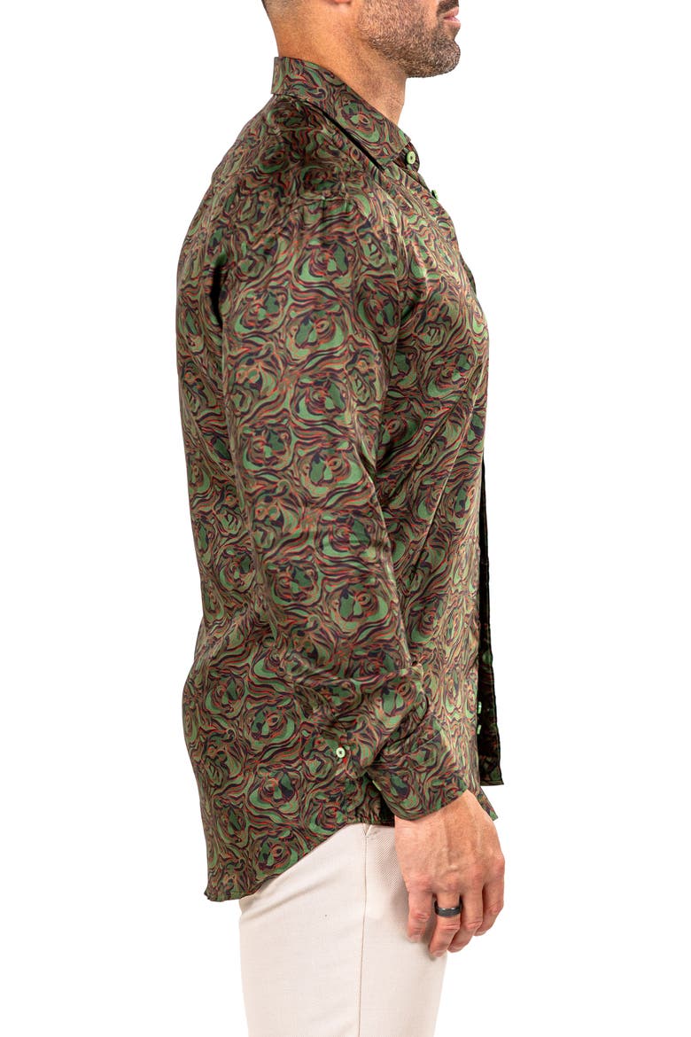 Fibonacci Marthyr 0244 Contemporary Fit Button-Up Shirt, Alternate, color, GREEN