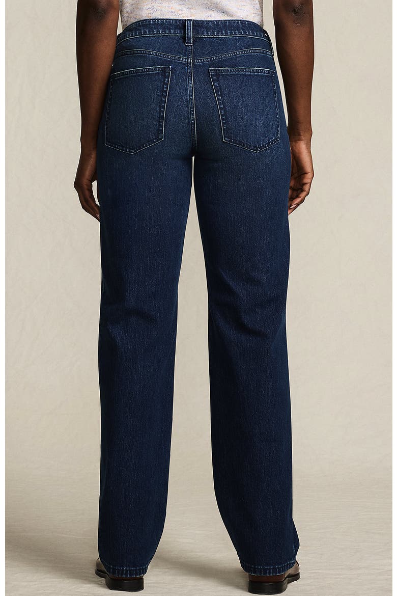 Petite Soft Denim Mid Rise Relaxed Straight Leg Jeans, Alternate, color, Dark Indigo Blue Wash