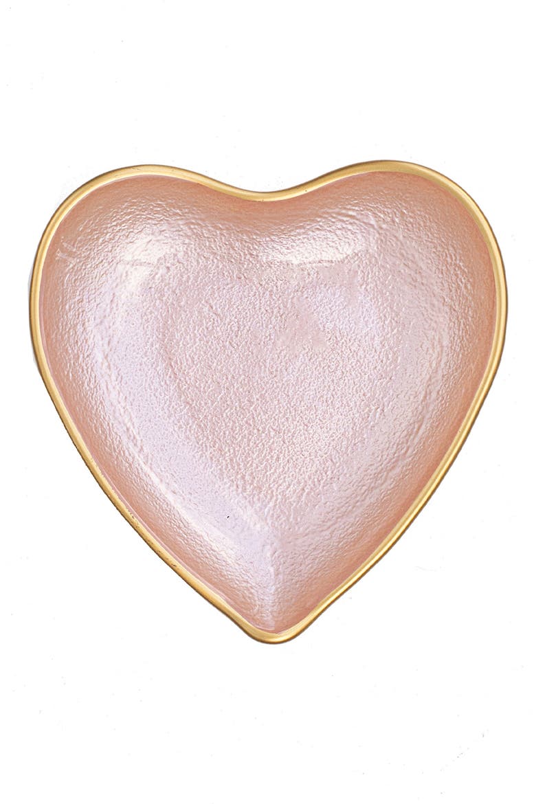 Baroque Glass Pink Heart Plate, Main, color, PINK