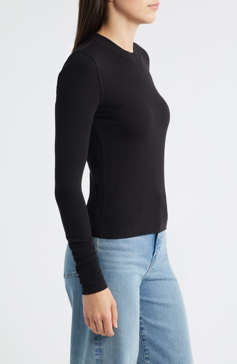 FRAME The Rib Crewneck Top, Alternate, color, Black