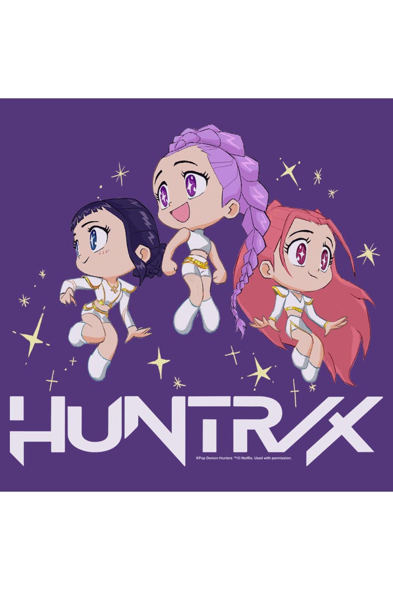 Men's KPop Demon Hunters Chibi Trio Huntrix  Graphic T-Shirt, Alternate, color, Purple