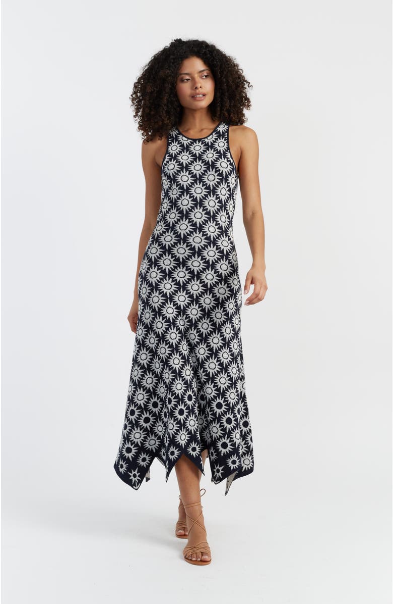 Chinti & Parker Laura Whitmore Sunflower Dress, Main, color, Black