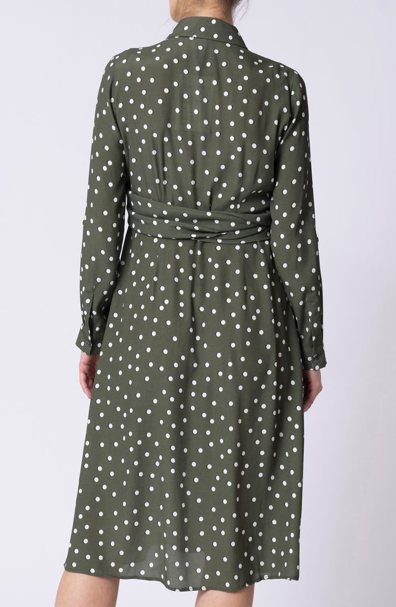 Seraphine Polka Dot Long Sleeve Maternity/Nursing Shirtdress, Alternate, color, 