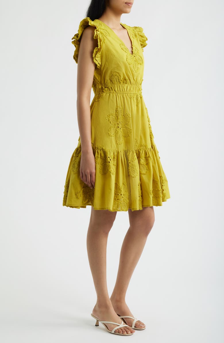 Anne Klein Floral Embroidered Ruffle Dress, Alternate, color, 