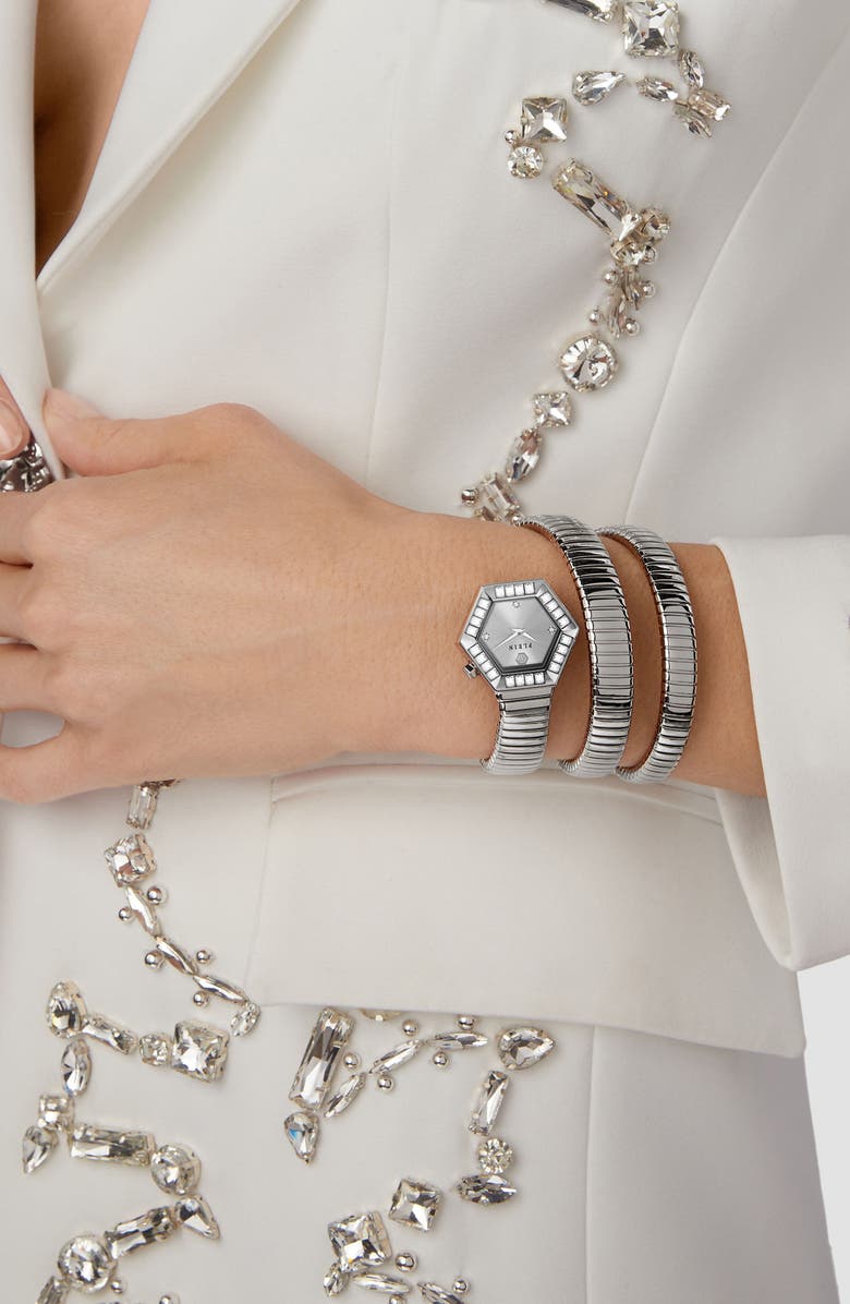 PHILIPP PLEIN $nake Hexagon Crystal Bracelet Watch, 28mm, Alternate, color, Stainless Steel