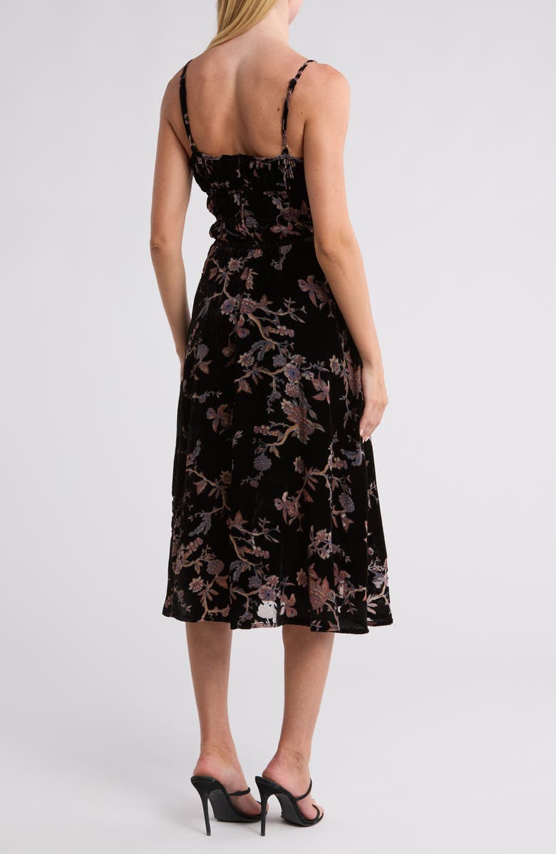 WISHLIST Floral Tiered Velour Dress, Alternate, color, Black