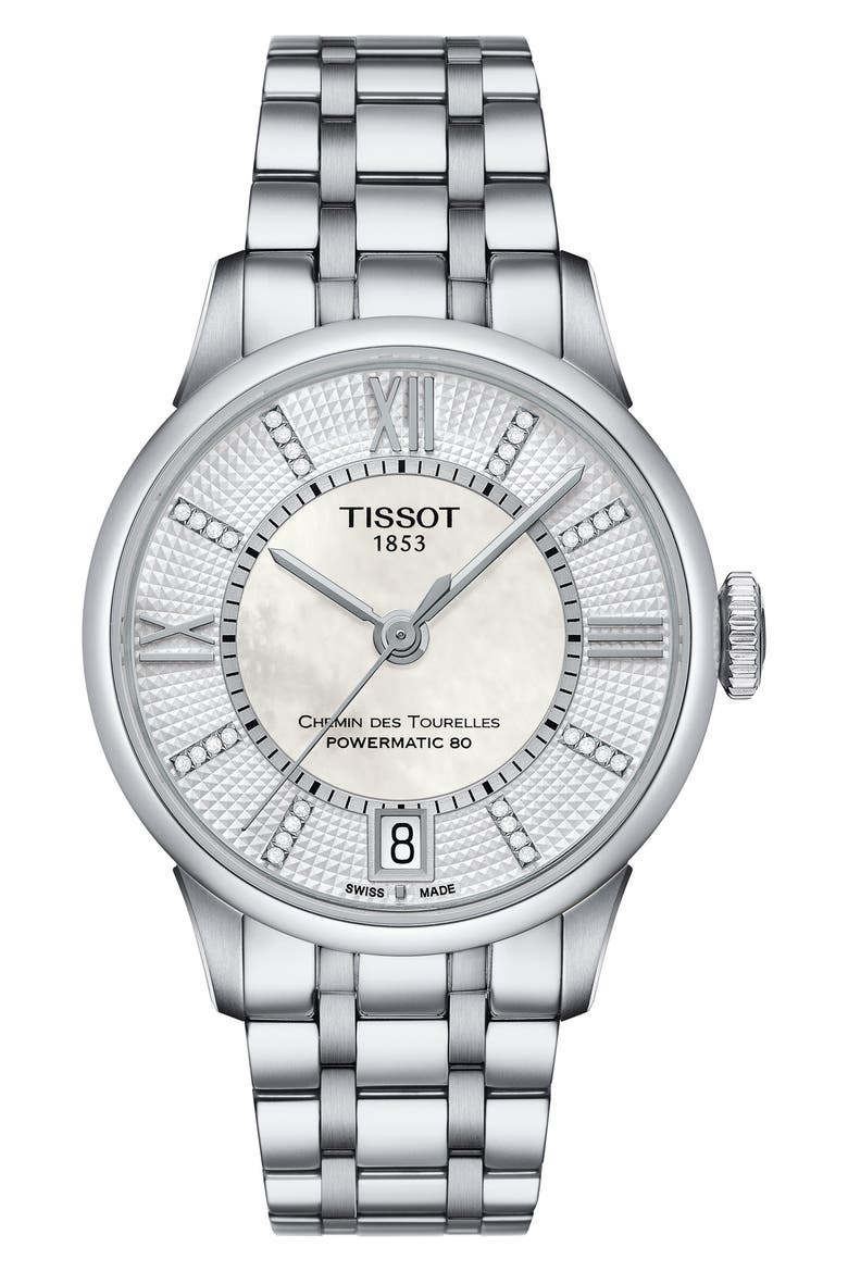 Chemin des Tourelles Bracelet Watch, 32mm, Main, color, WHITE MOTHER OF PEARL