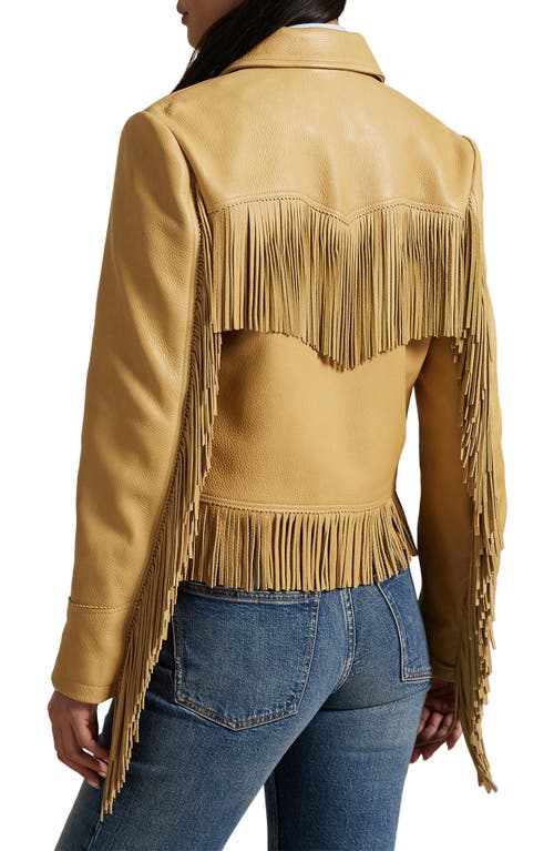 Polo Ralph Lauren Fringe Leather Jacket In Brown