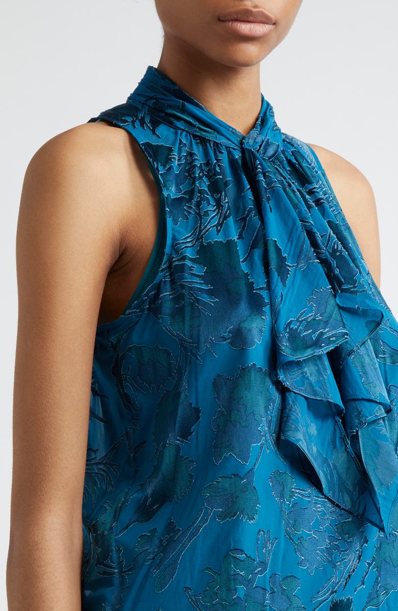 Cinq à Sept Keoni Floral Satin Burnout Top, Alternate, color, Ink Blue